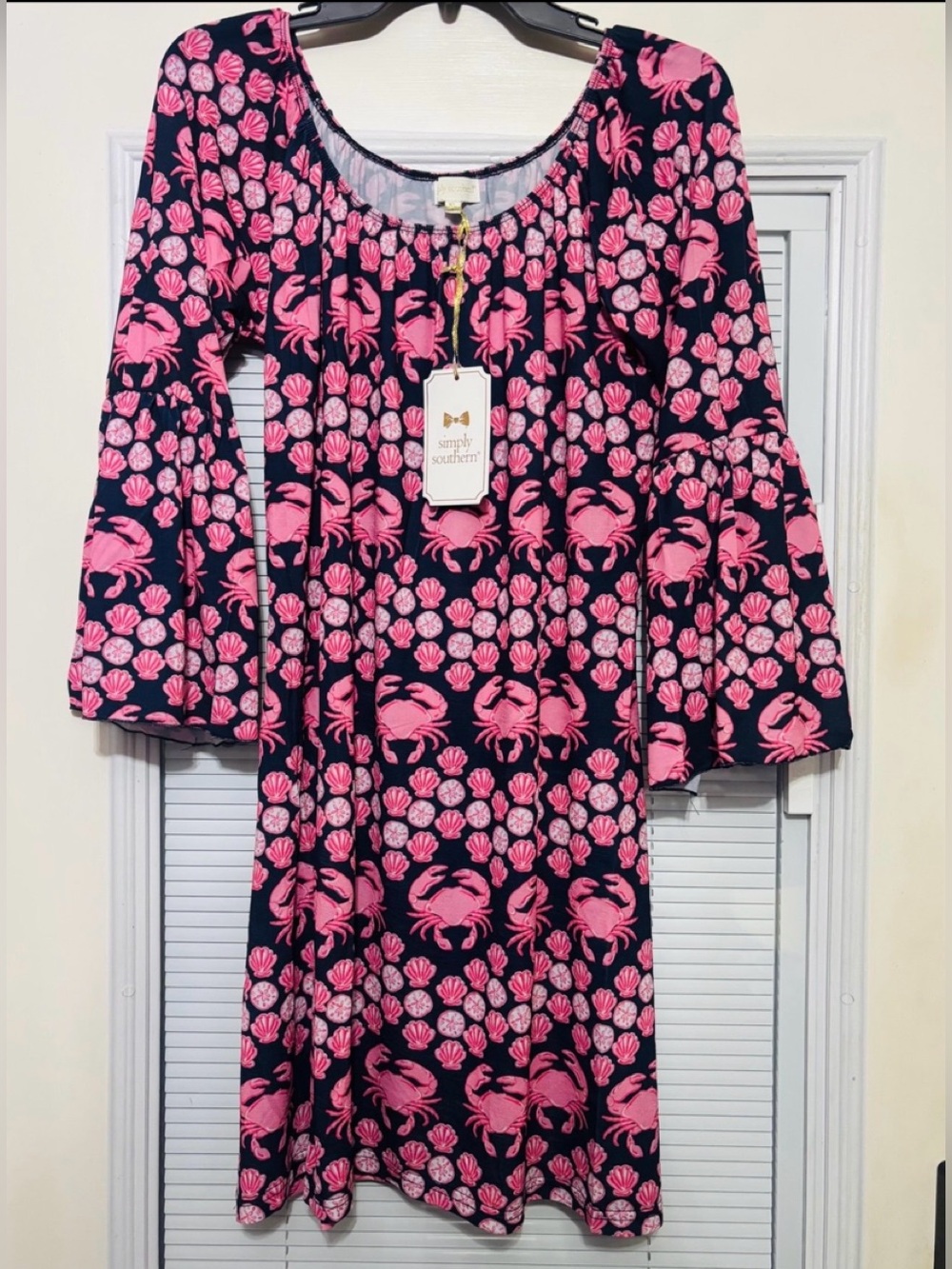 NWT MEDIUM Adorable Simply Southern Crab & Seashell Print Dress